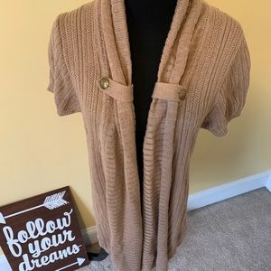 Tan short sleeve cardigan